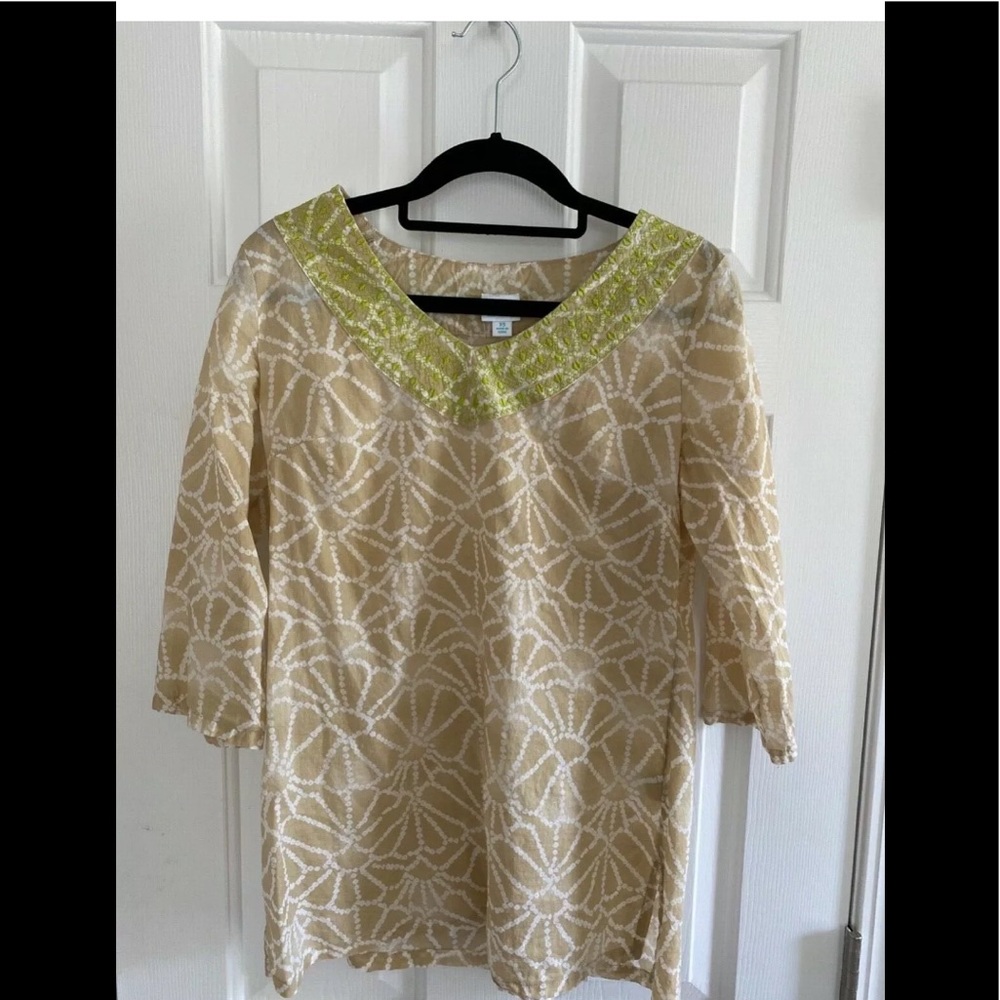 Calypso St Barth for Target Women's Boho Embroidered V-Neck Tunic Top Size XS